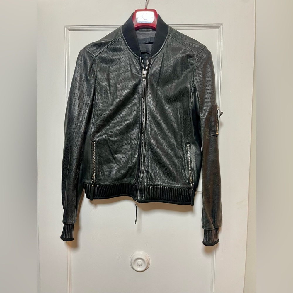 Rare Vintage Y2K L.A.M.B. Gwen Stefani Leather Ladies Mesh Moto Jacket w/ Zips